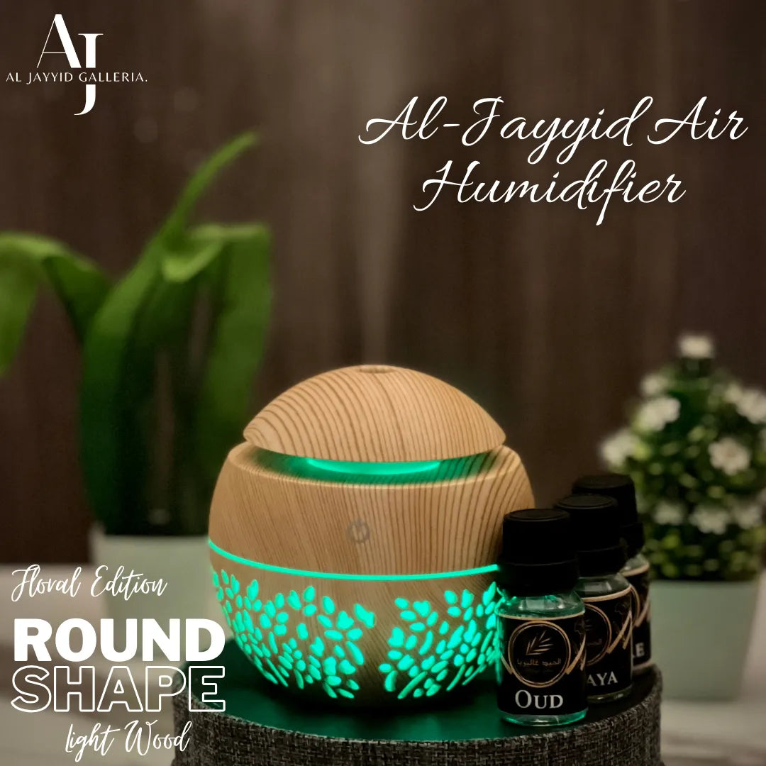 ROUND SHAPE (Floral-Edition) Air Humidifier with 3 Free Fragrances | Oud, Sabaya, Desire.