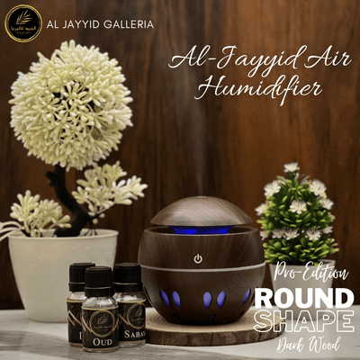 Air Humidifier Round Pro shape by Al Jayyid Galleria in dark wood colour