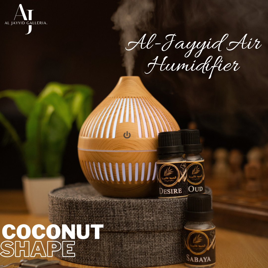 Air Humidifier coconut shape in light wood colour by Al Jayyid Galleria