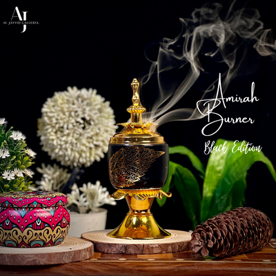 Amirah 'أميرة' Bakhoor Burner black edition to elevate your surroundings with bakhoor scents by Al Jayyid Galleria
