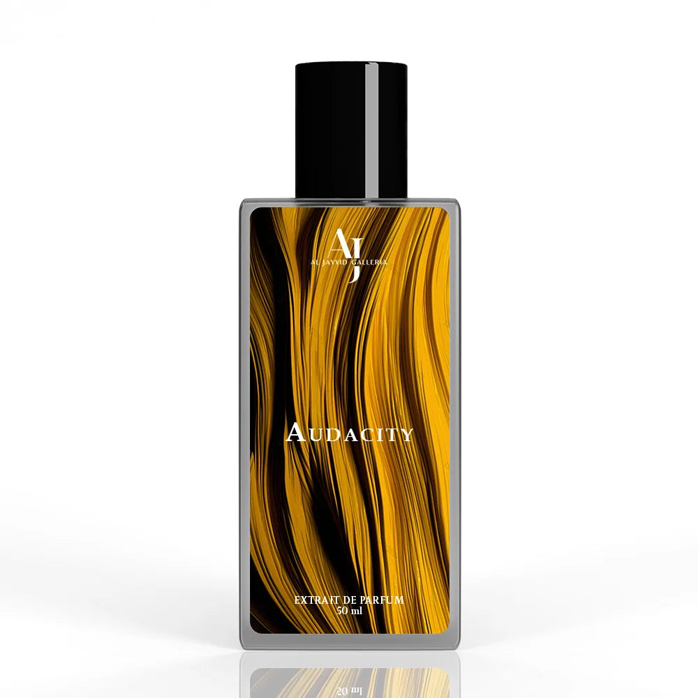 Premium Audacity perfume for men, offering a long-lasting fragrance with vetiver and tonka bean base notes.