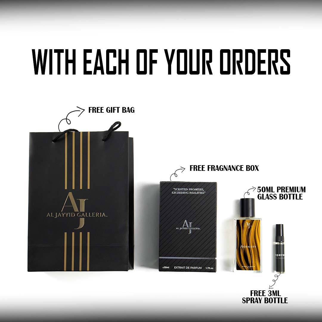 Audacity best perfume for men with free fragance box, Gift Bag & 3ml Bottle
