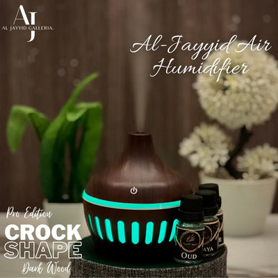 Crock Shape Air Humidifier in dark wood colour by Al Jayyid Galleria with 3 free scents 