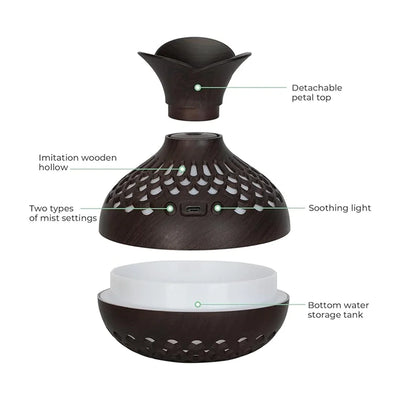 Flower Shape Air Humidifier || Flower (DarkWood)