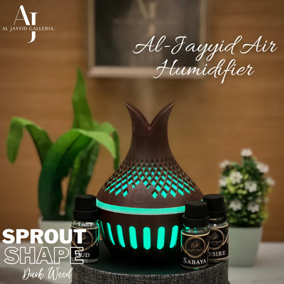 air humidifier sprout shape dark wood colour 
